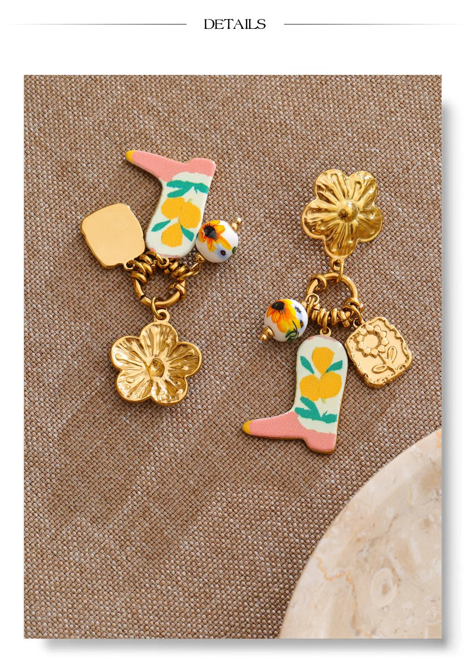 Flower Earrings — Gold-Plated Stainless Steel · PS1090