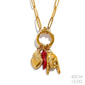 Red heart geometric necklace in gold-plated 316L stainless steel.