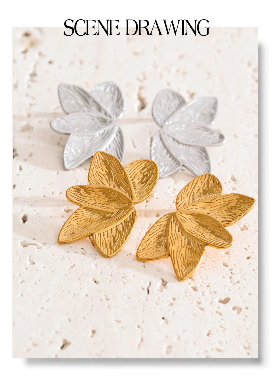 Flower Earrings — Gold-Plated Stainless Steel · PS1717
