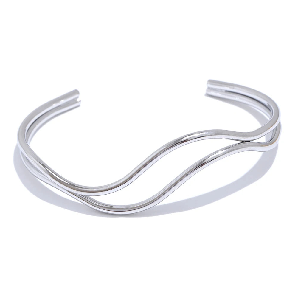 Geometric Layered Bracelet — Gold-Plated Stainless Steel · PS1626