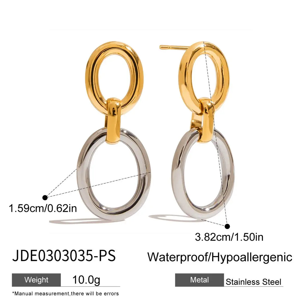 Two-Tone Knot Hoop Earrings — Stainless Steel · PS102