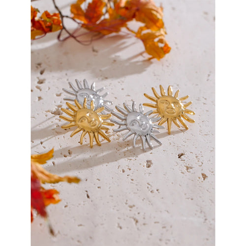 Black Sun Geometric Earrings — Gold-Plated Stainless Steel · PS1699