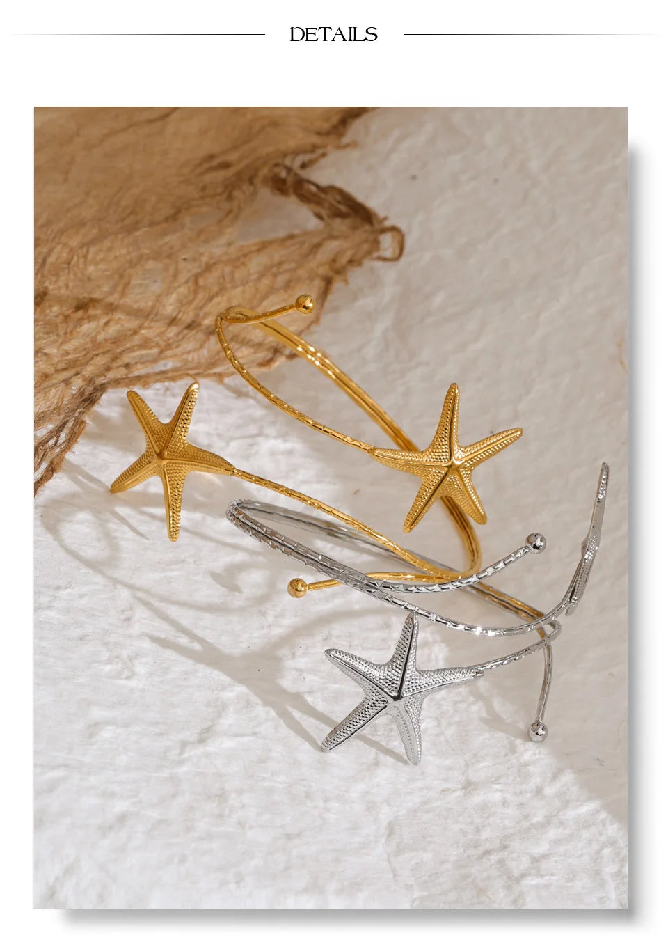 Star bracelet in gold-plated stainless steel.
