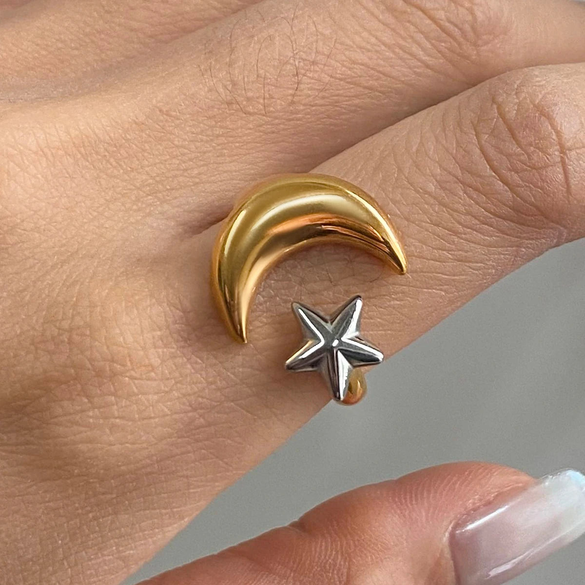 Two-Tone Moon Ring — Stainless Steel · PS367
