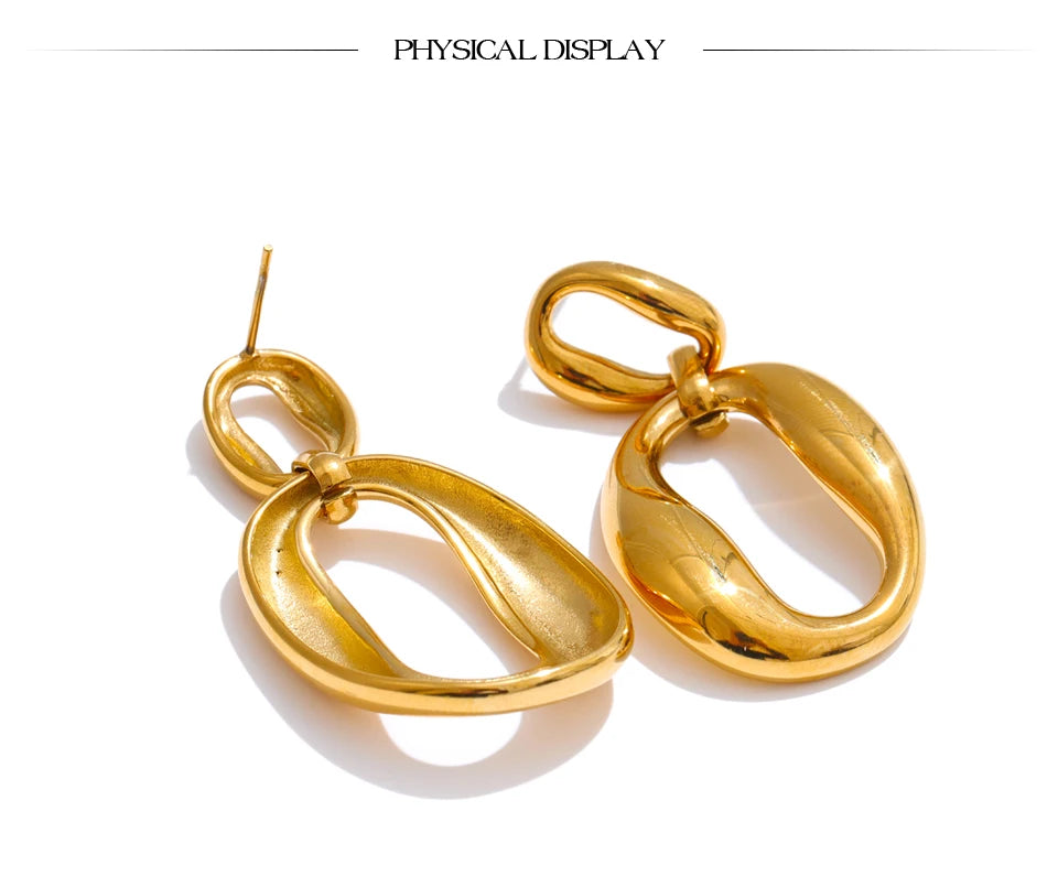 Geometric Earrings — 18K Gold-Plated Stainless Steel · PS1738