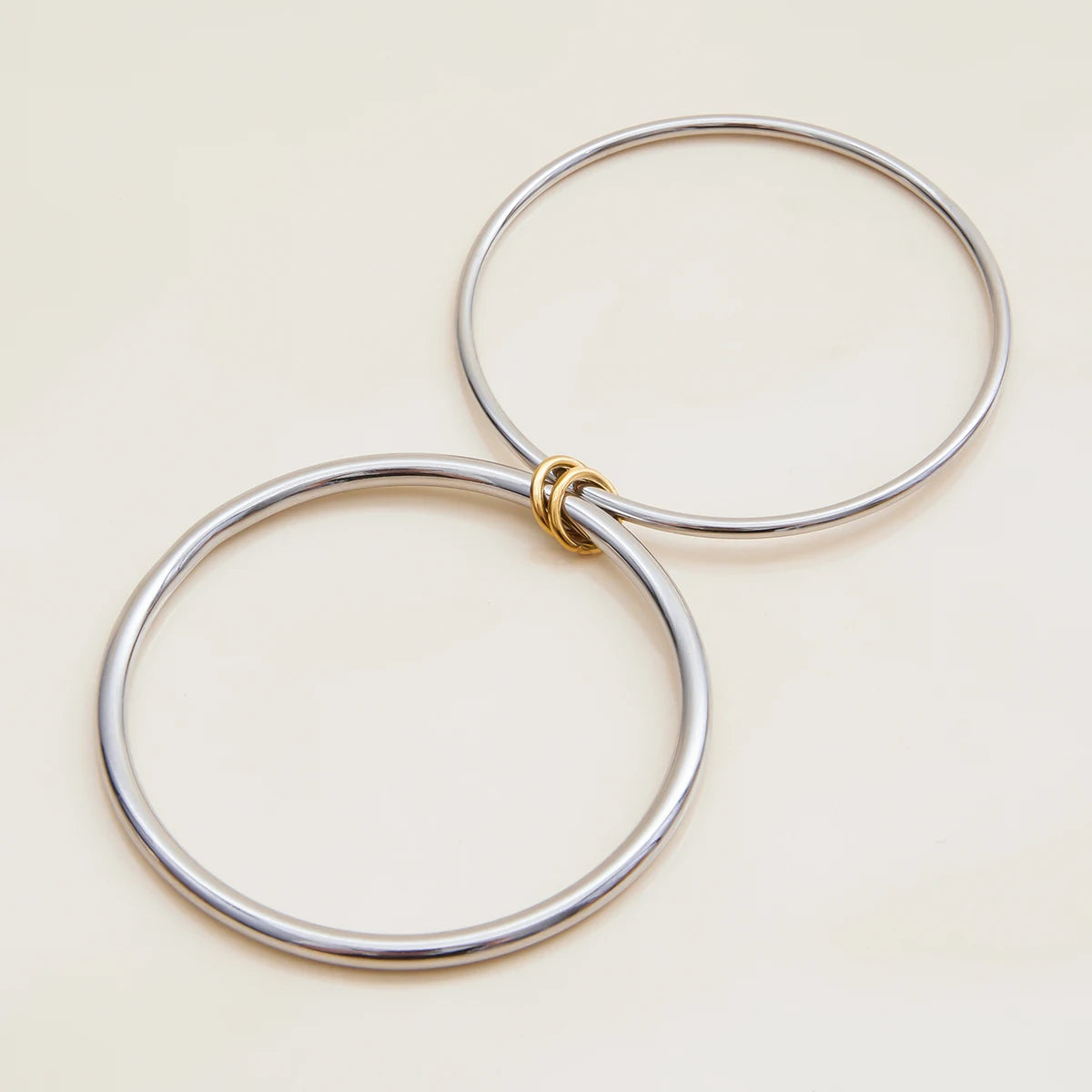 Two-Tone Chunky Bracelet Stack — Stainless Steel · PS041
