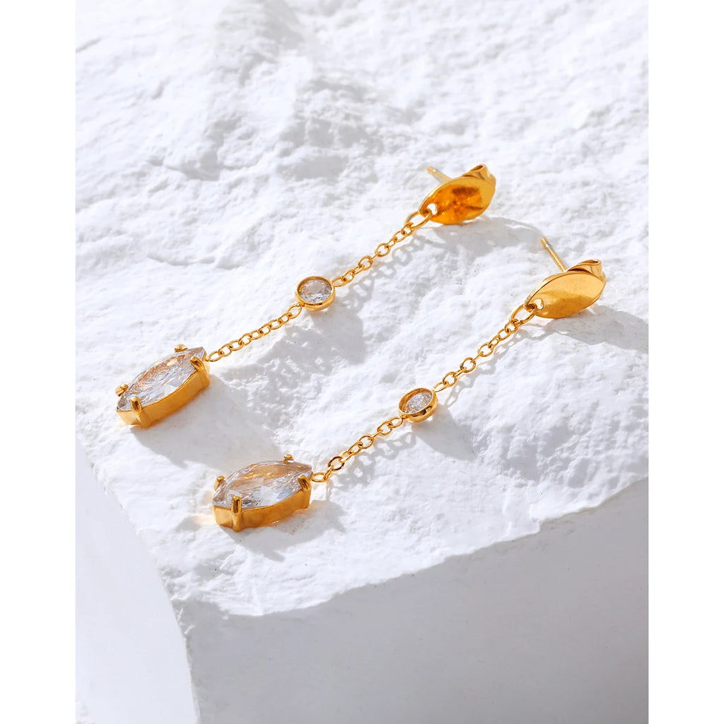 Drop Earrings Zircon Dangle — 316L Stainless Steel · PS451