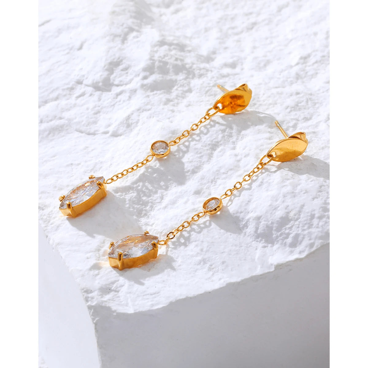 Drop Earrings Zircon Dangle — 316L Stainless Steel · PS451