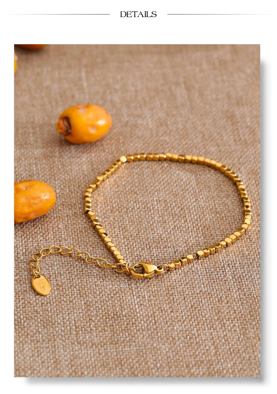 Beaded Geometric Chain Bracelet — Gold-Plated Stainless Steel · PS1030
