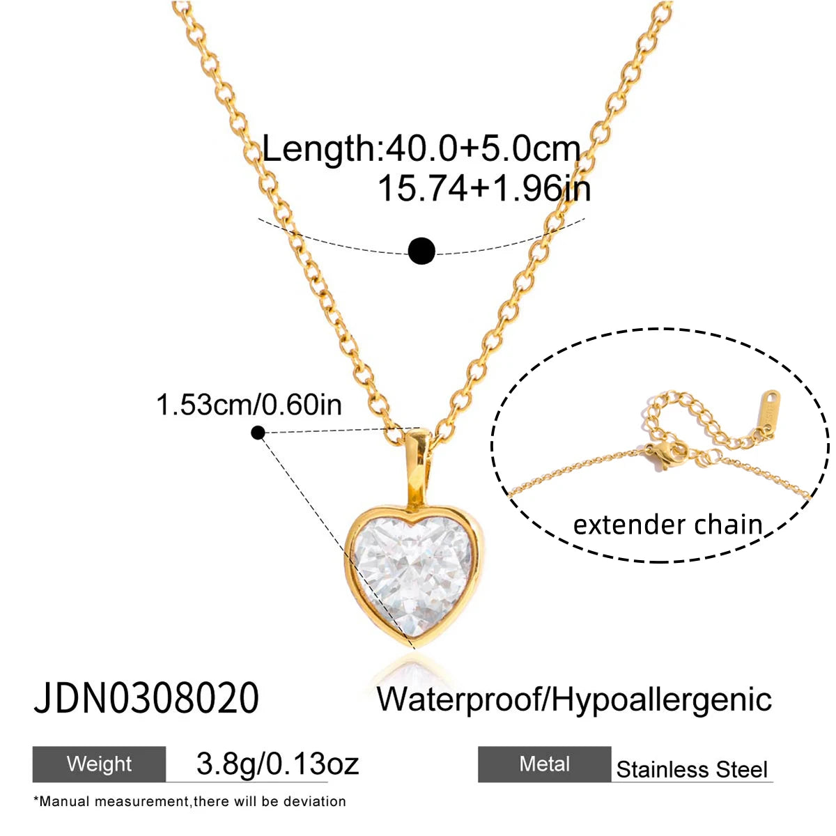 Heart Geometric Necklace — Stainless Steel