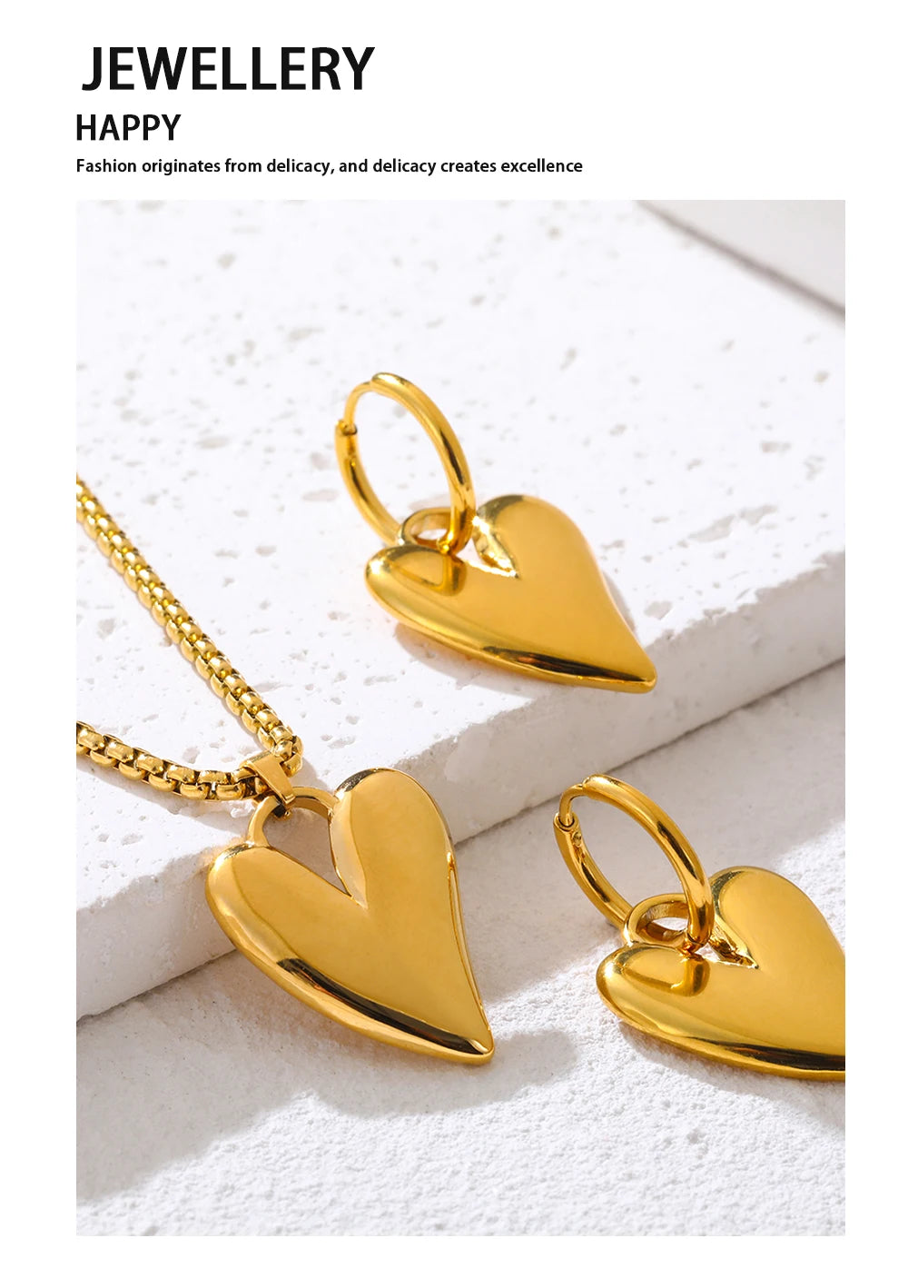 Irregular Heart Pendant Necklace — 316L Stainless Steel · PS409