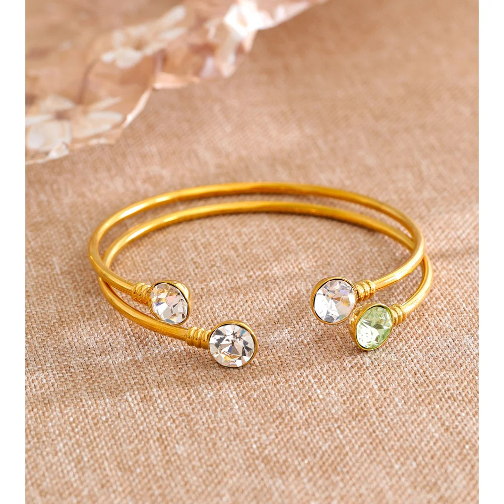 Crystal Geometric Bracelet — Gold-Plated Stainless Steel with Crystal · PS1121
