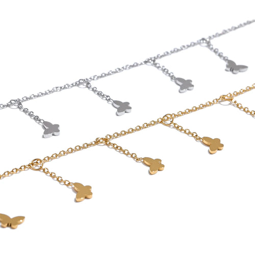 Butterfly Geometric Chain Anklet — Gold-Plated Stainless Steel · PS2247