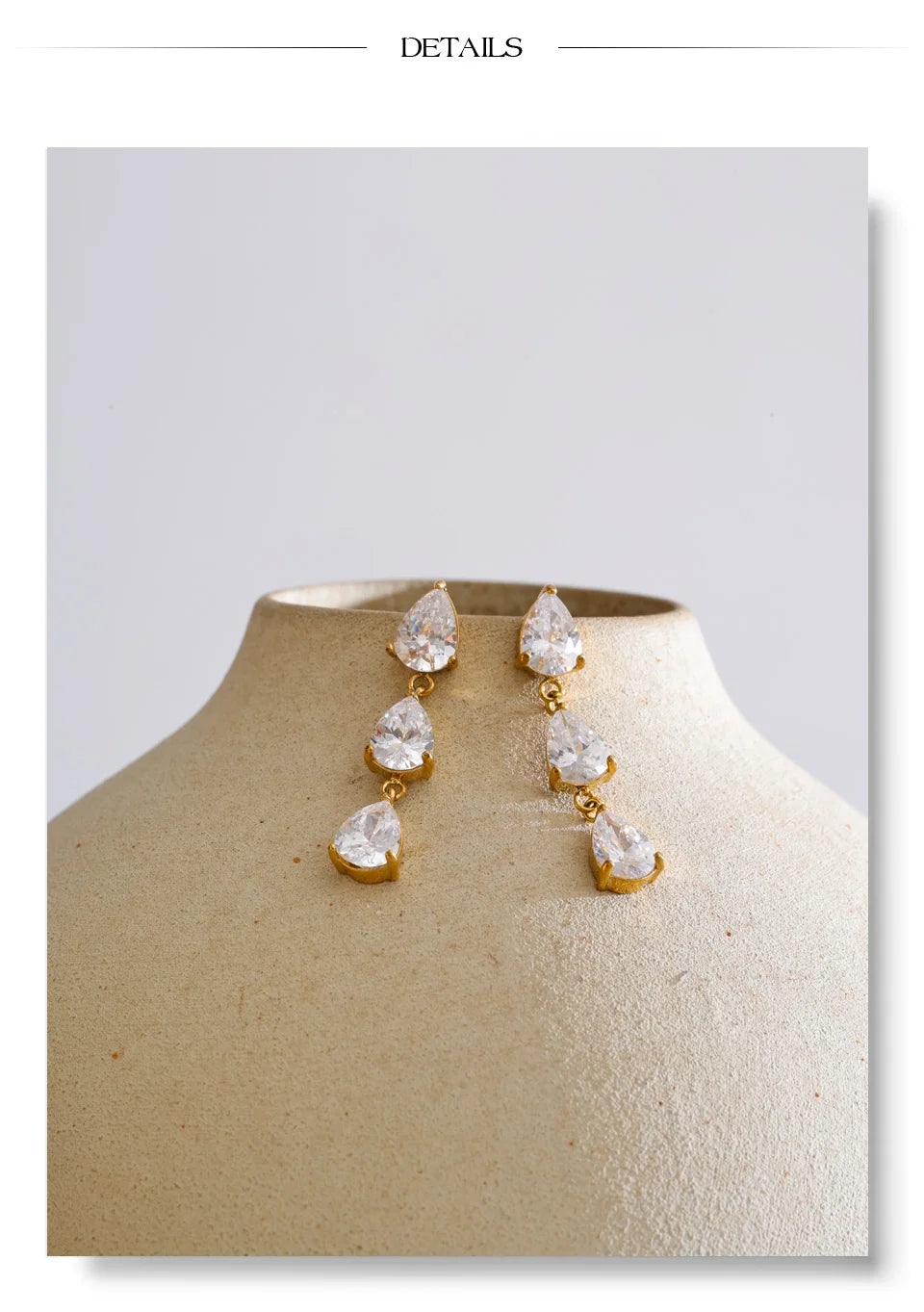Cubic Zirconia Geometric Earrings — Gold-Plated Stainless Steel with Cubic Zirconia · PS1410