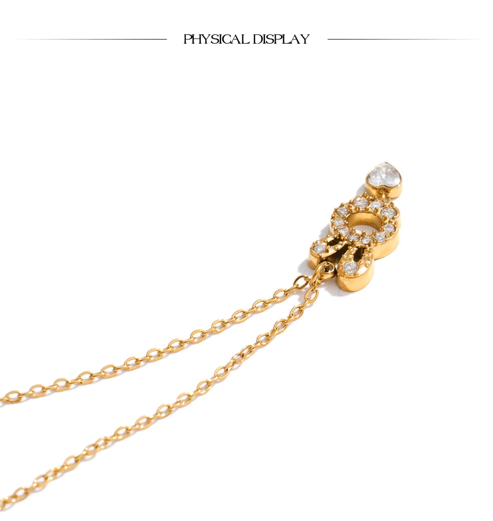 Cubic zirconia necklace in gold-plated stainless steel with cubic zirconia.