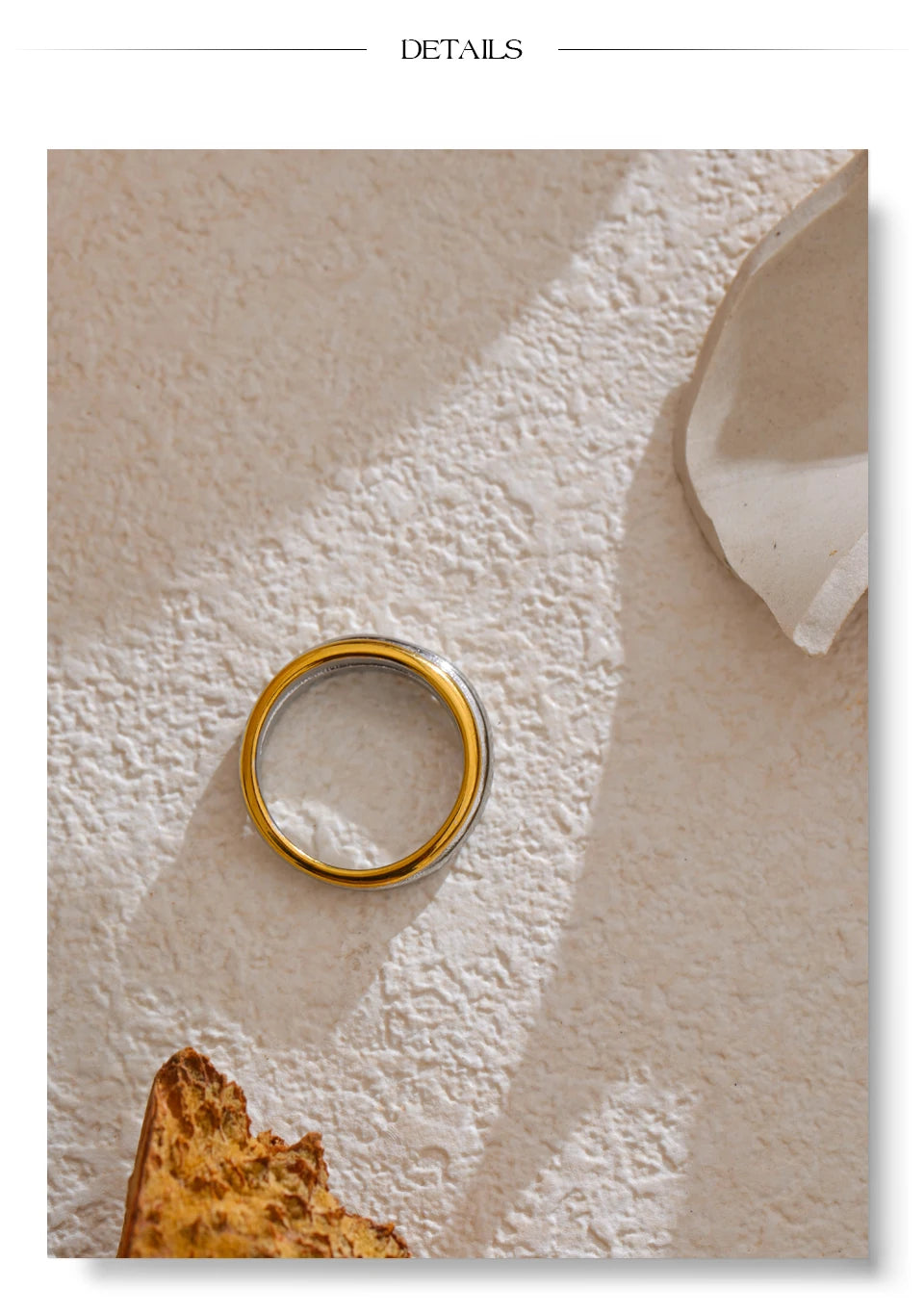 Geometric ring in 18K gold-plated stainless steel.