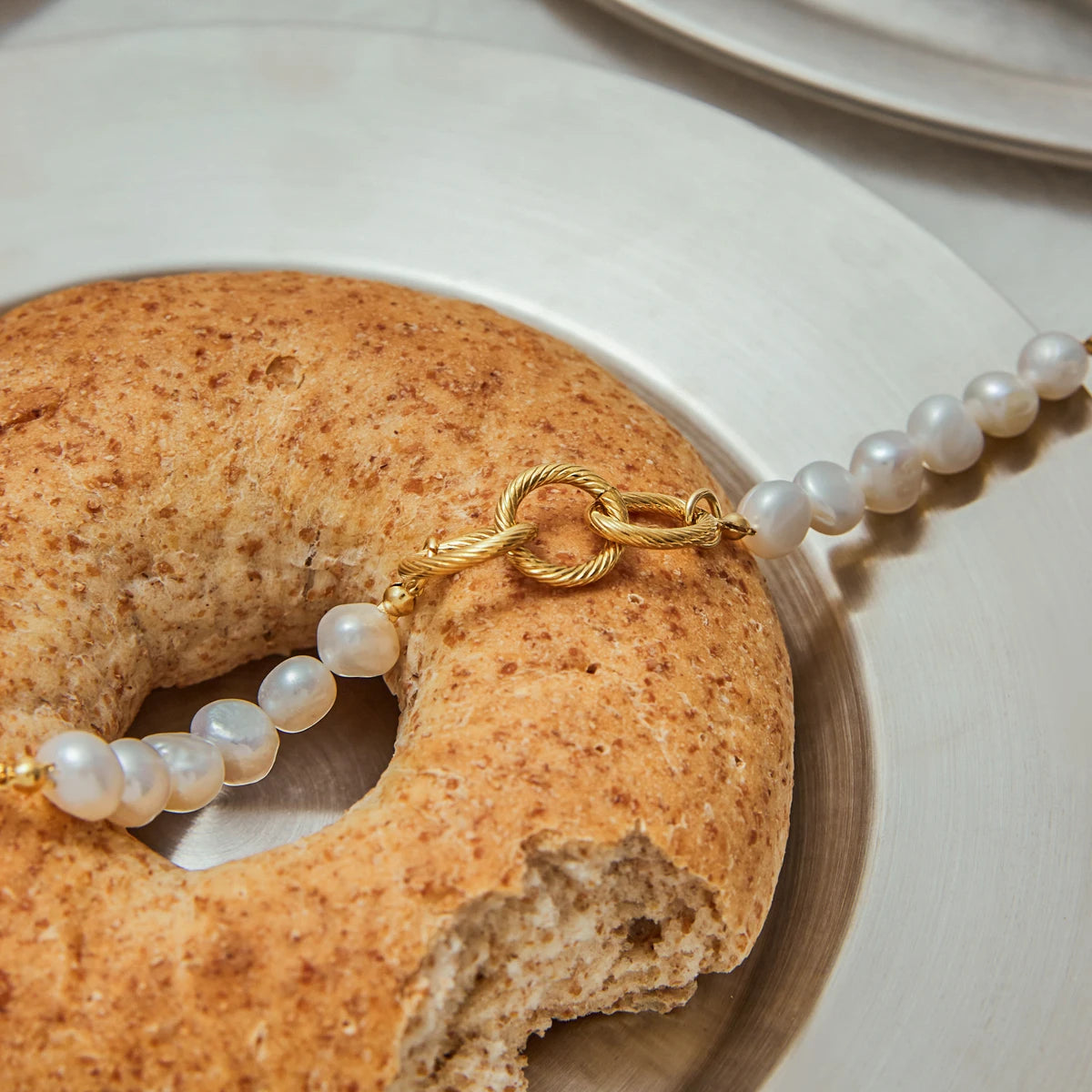 Pearl Chain Bracelet Stack — Stainless Steel · PS027