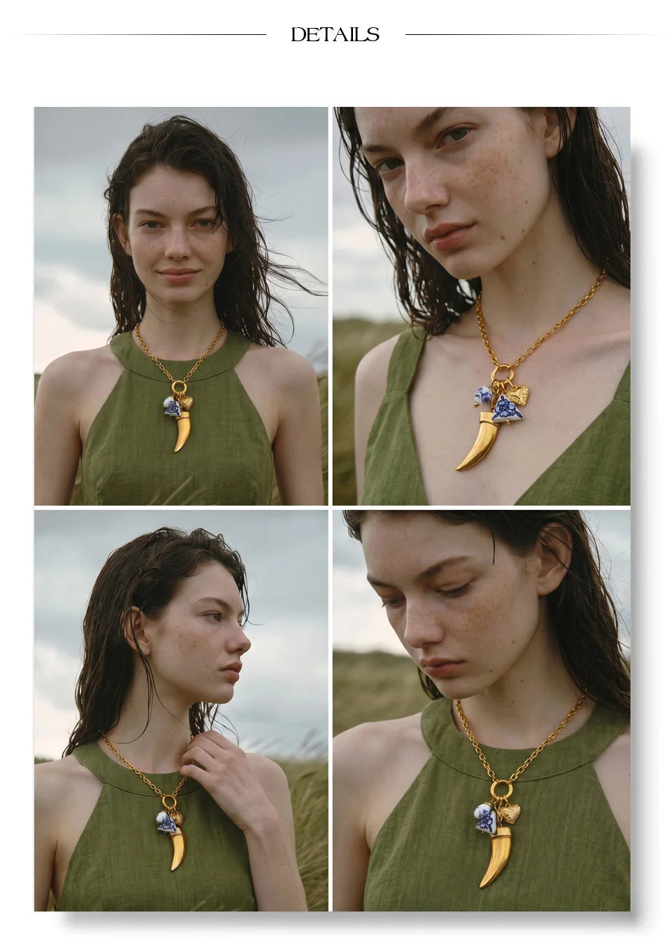 Heart geometric necklace in gold-plated stainless steel.