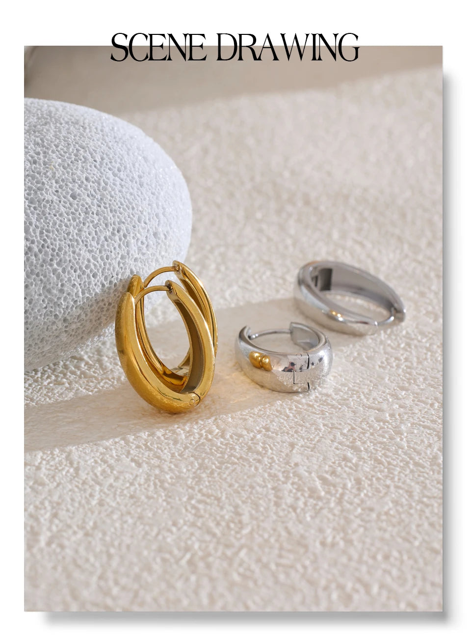 Geometric earrings in gold-plated 316L stainless steel.