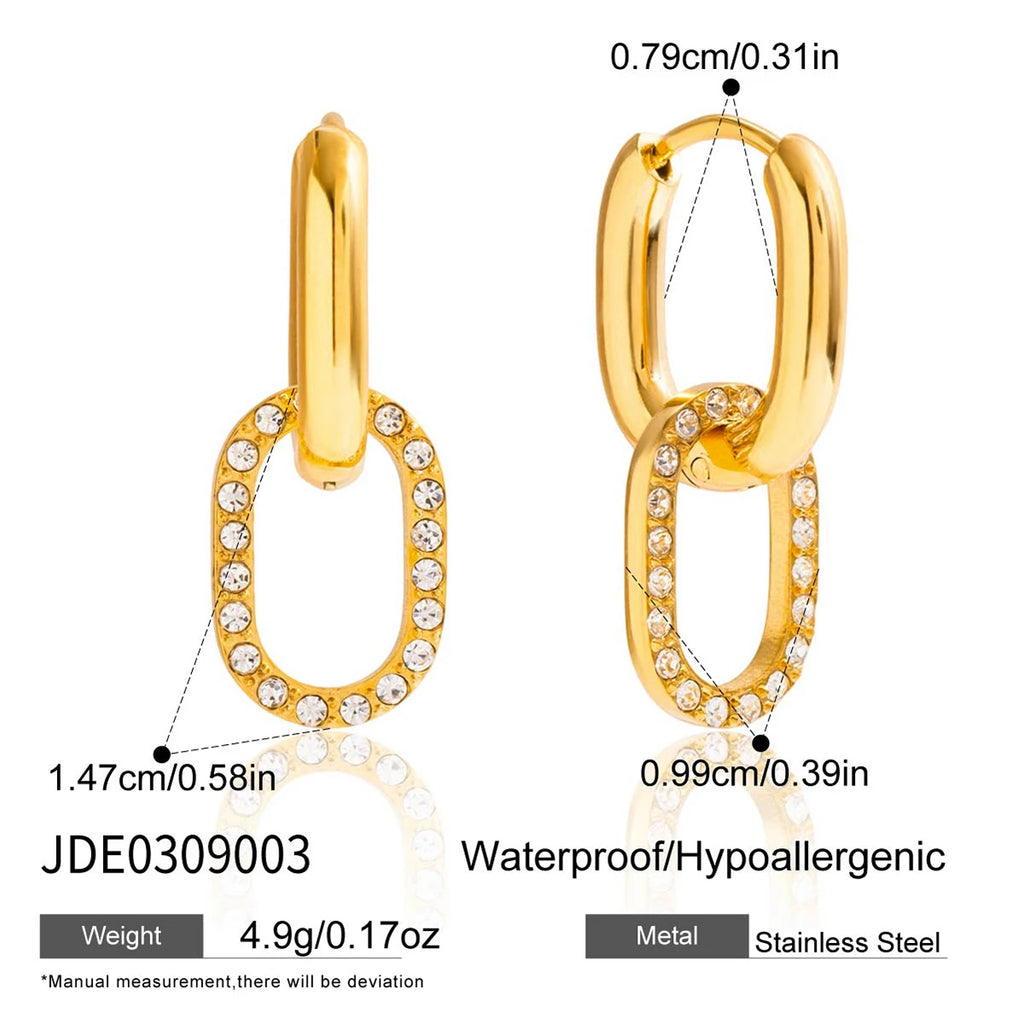 CZ Interlocking Earrings — Stainless Steel · PS286