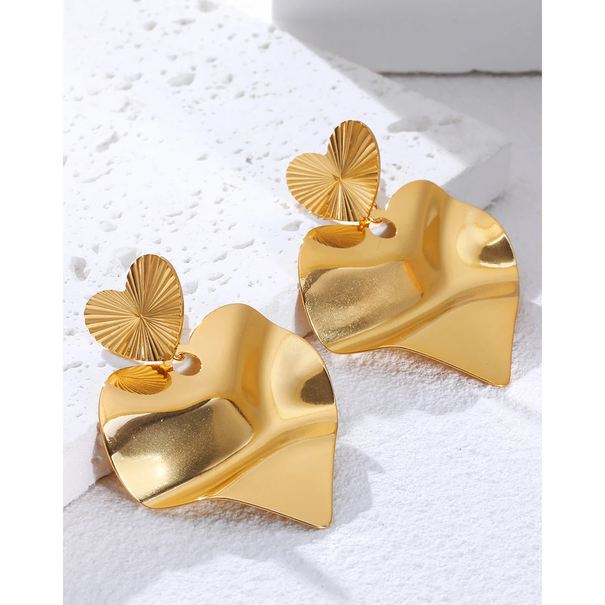 Drop Earrings Irregular Heart Retro — 316L Stainless Steel · PS400