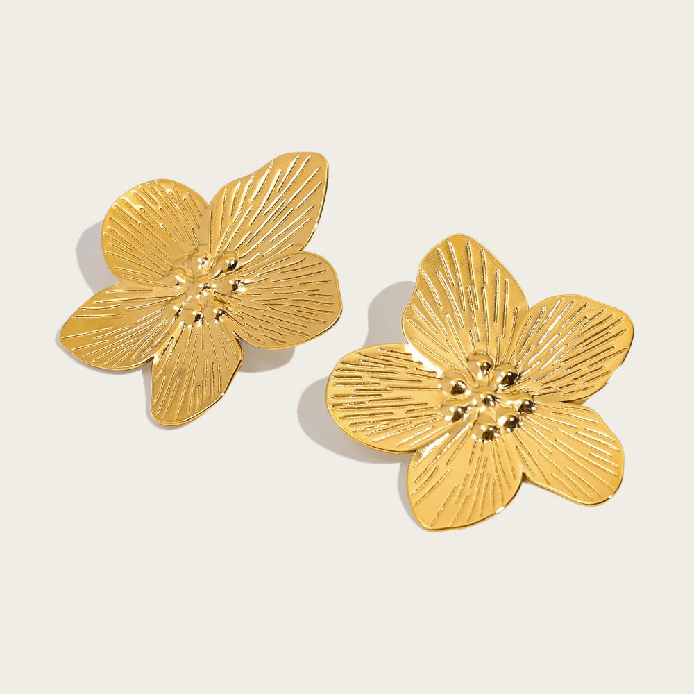 Stud Earrings Flower Vintage — 316L Stainless Steel · PS477