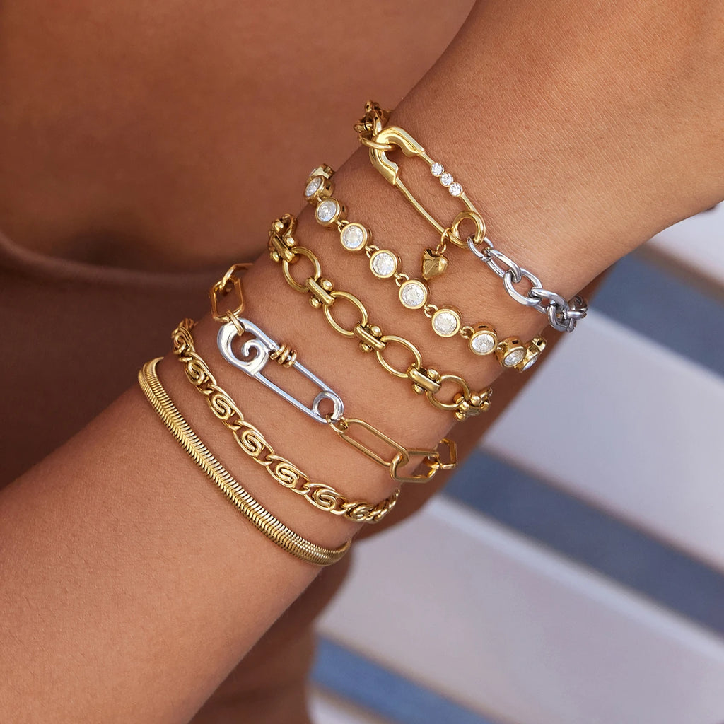 Two-Tone Mixed Chain Bracelet — Stainless Steel · PS021