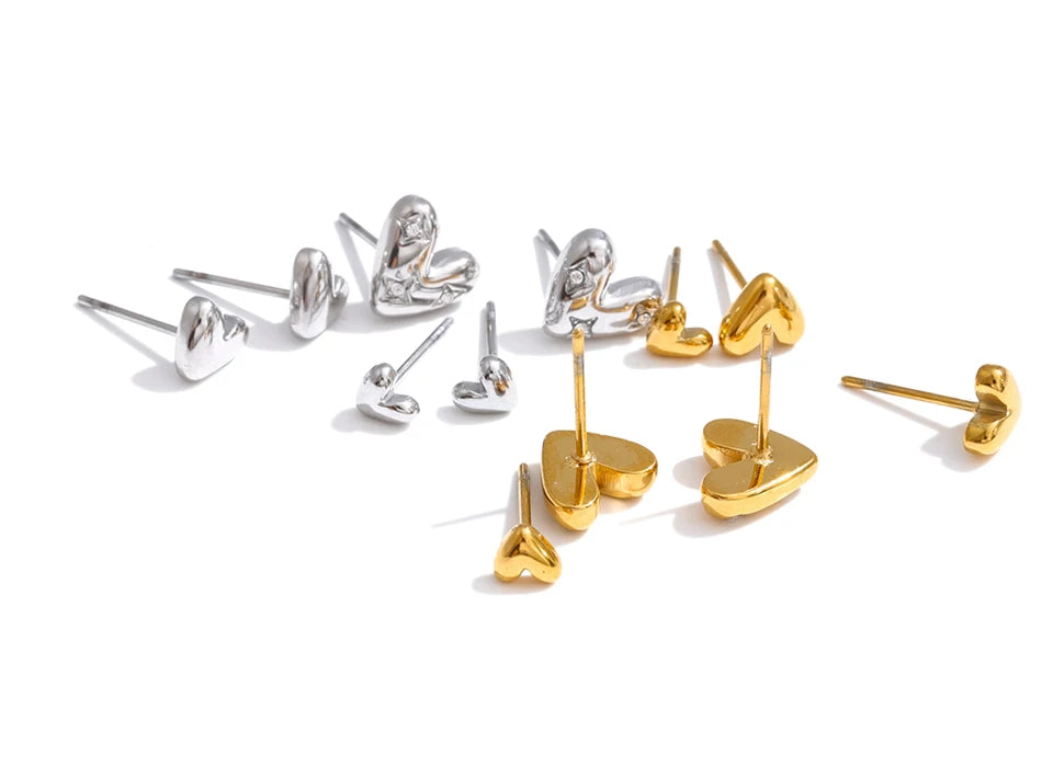 Cubic Zirconia Heart Earrings — Gold-Plated Stainless Steel with Cubic Zirconia · PS1134