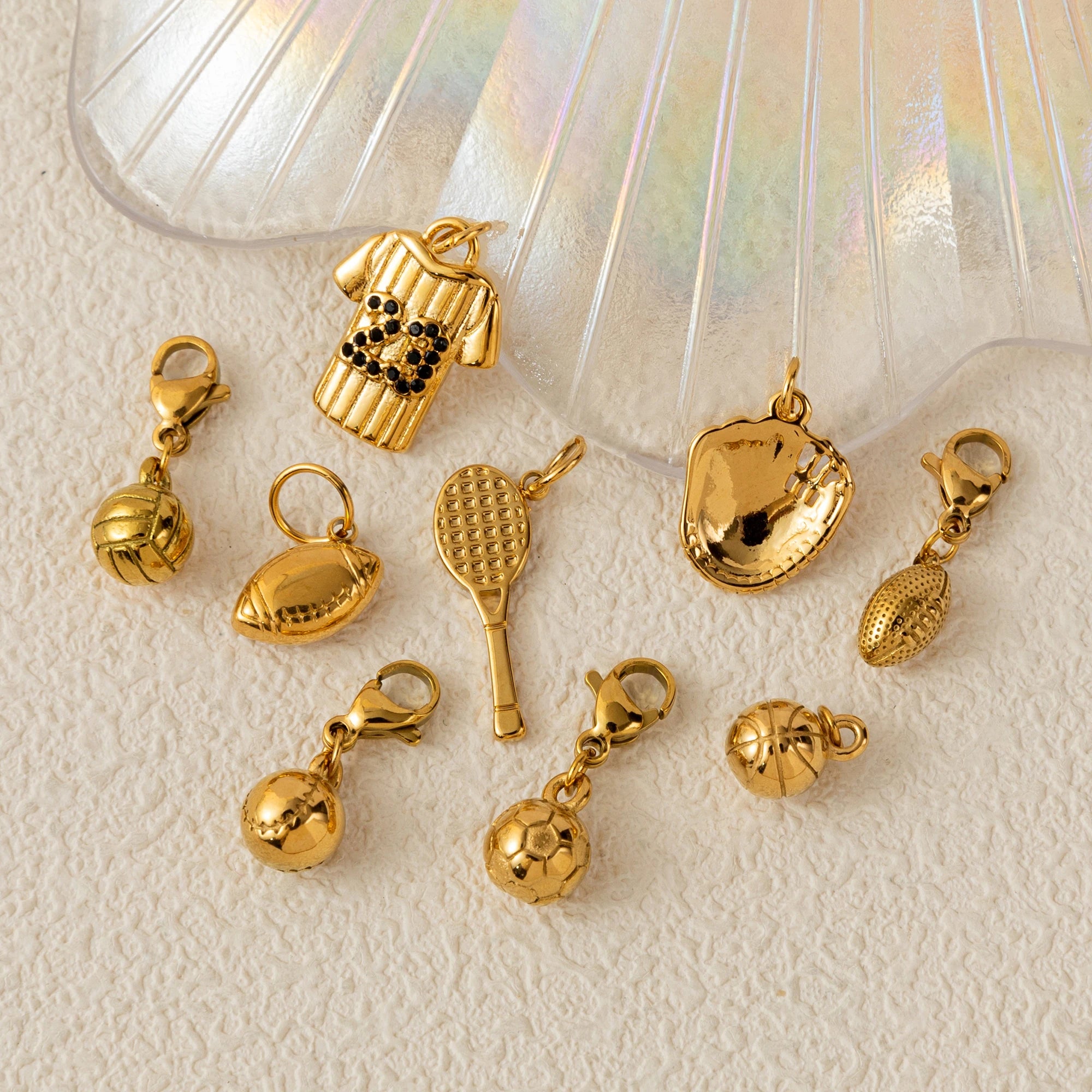 【DIY Pendant】Gold Plated Stainless Steel Sports Charm Pendant - PS024