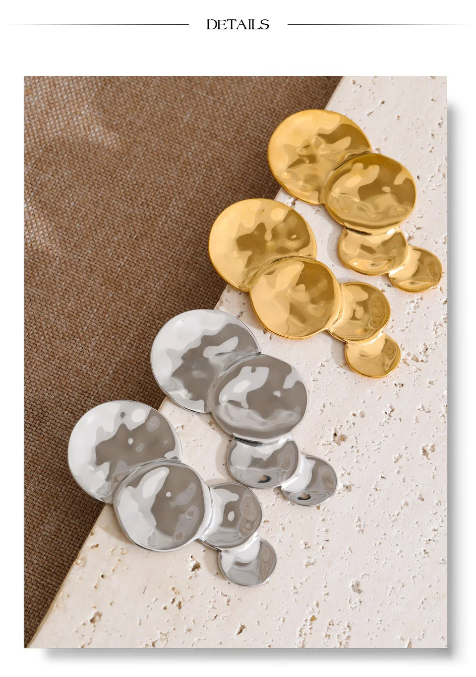 Geometric earrings in gold-plated stainless steel.