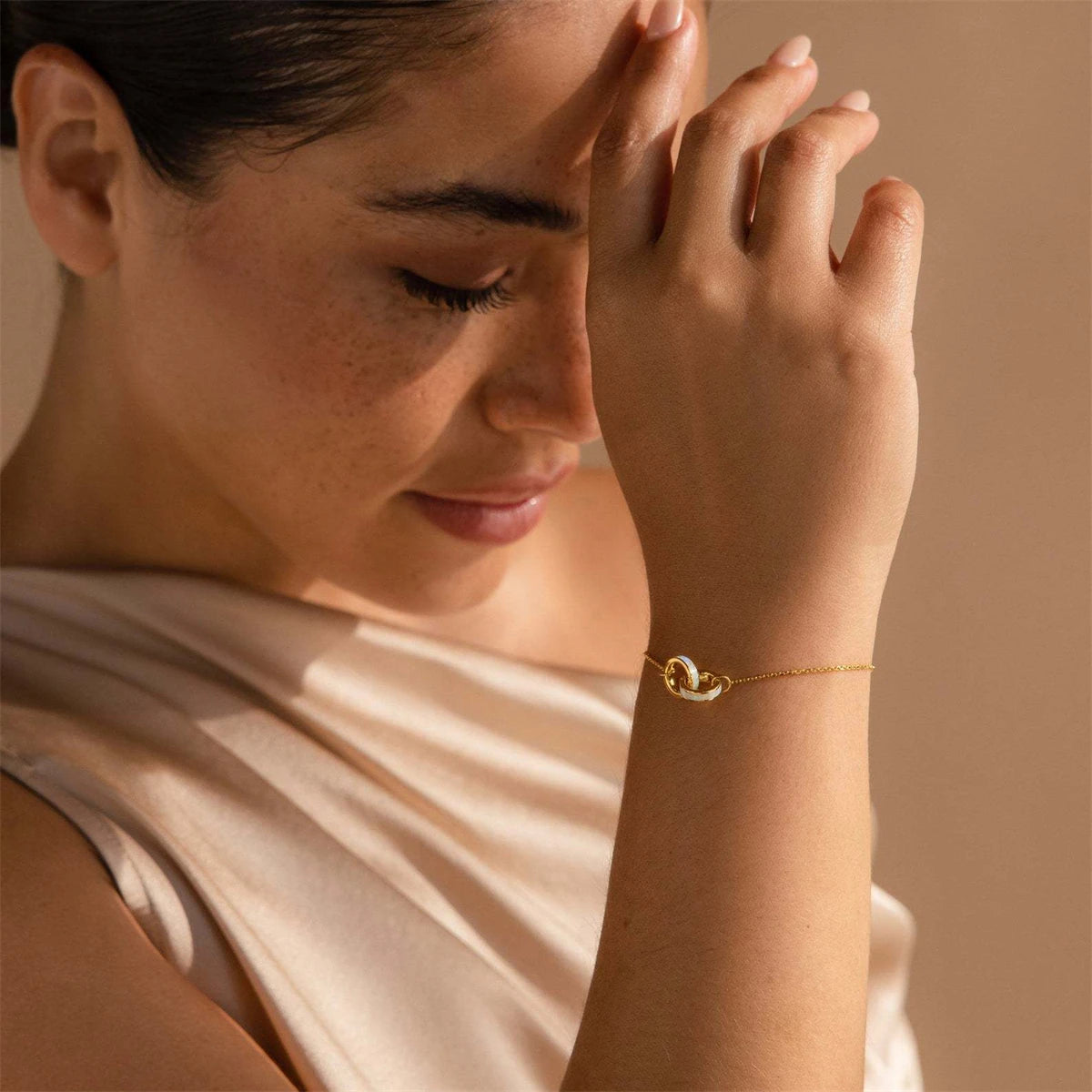 New Opal stainless steel eternal ring asymmetrical splicing bracelet necklace interlocking titanium steel