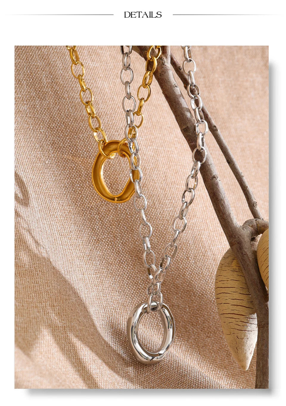Coin geometric necklace in gold-plated stainless steel.