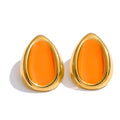 Enamel multi-color geometric earrings in gold-plated stainless steel with enamel.