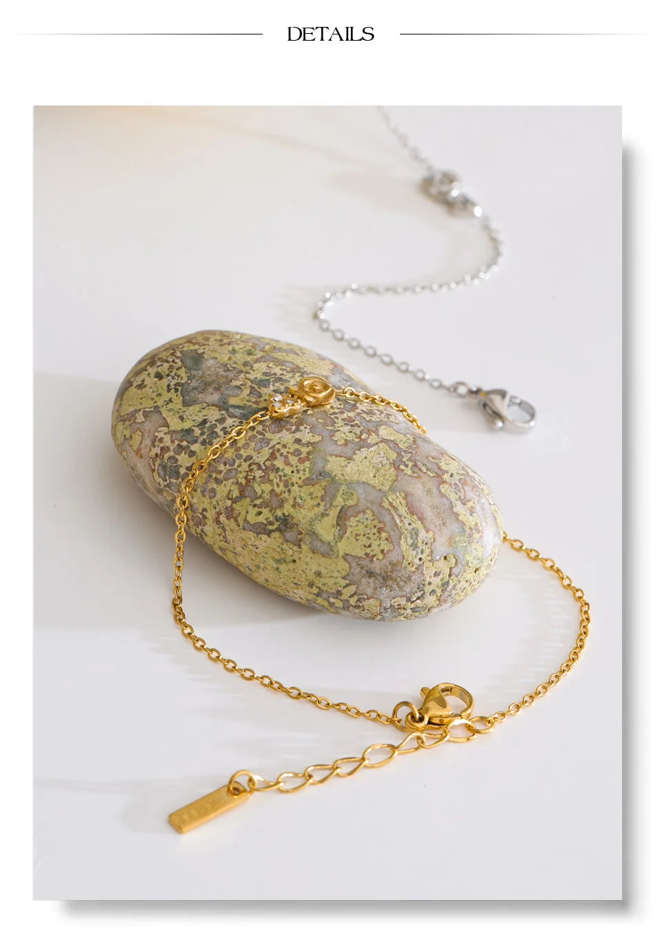 Cubic Zirconia Chain Bracelet — Gold-Plated Stainless Steel with Cubic Zirconia · PS1125