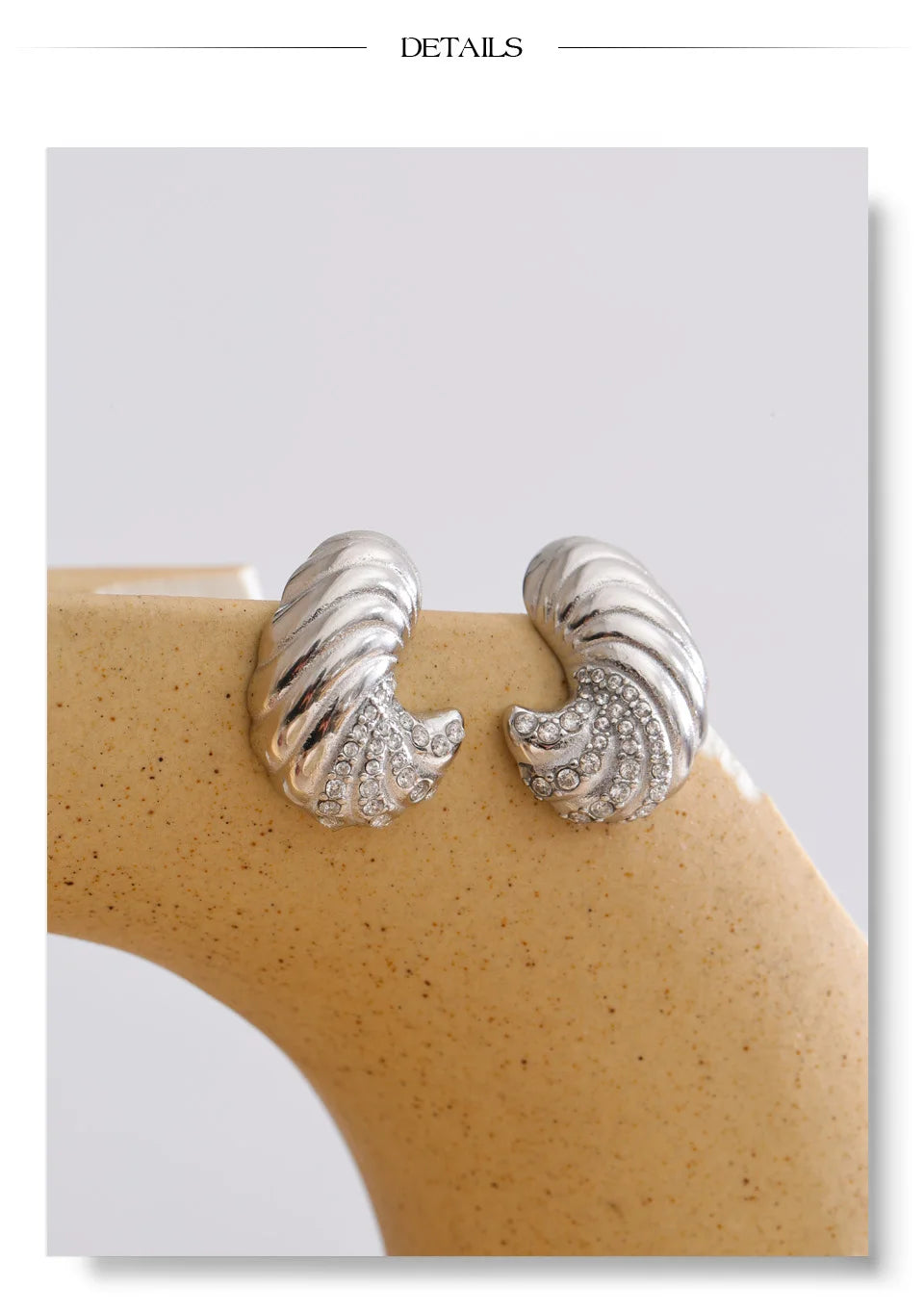 Cubic Zirconia Geometric Earrings — Gold-Plated Stainless Steel with Cubic Zirconia · PS917