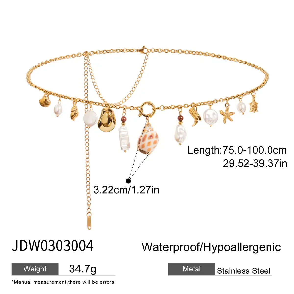Pearl Belly Chain Pendant Collection — Stainless Steel · PS202