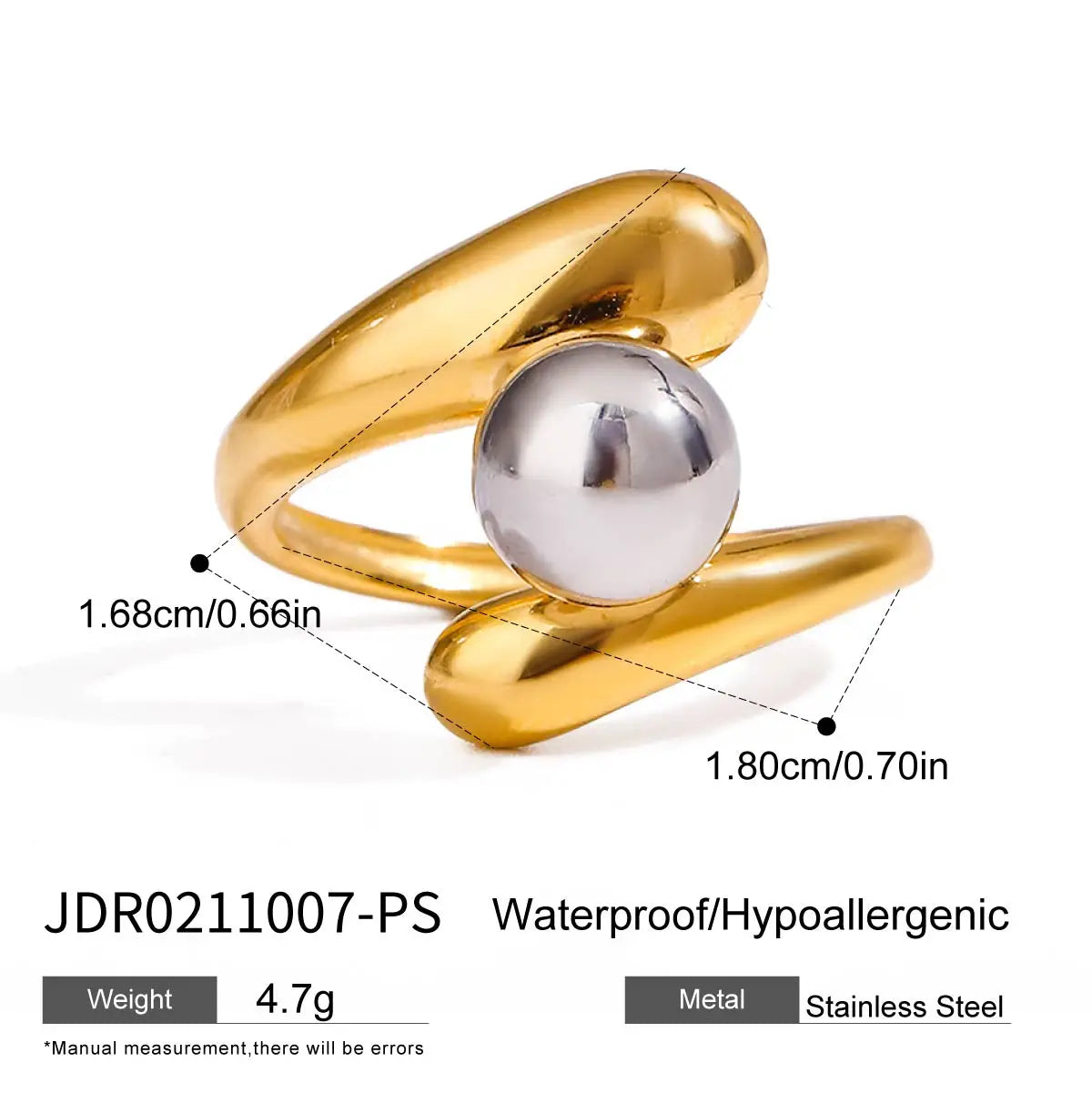 Two-Tone Steel Ball Ring — Stainless Steel