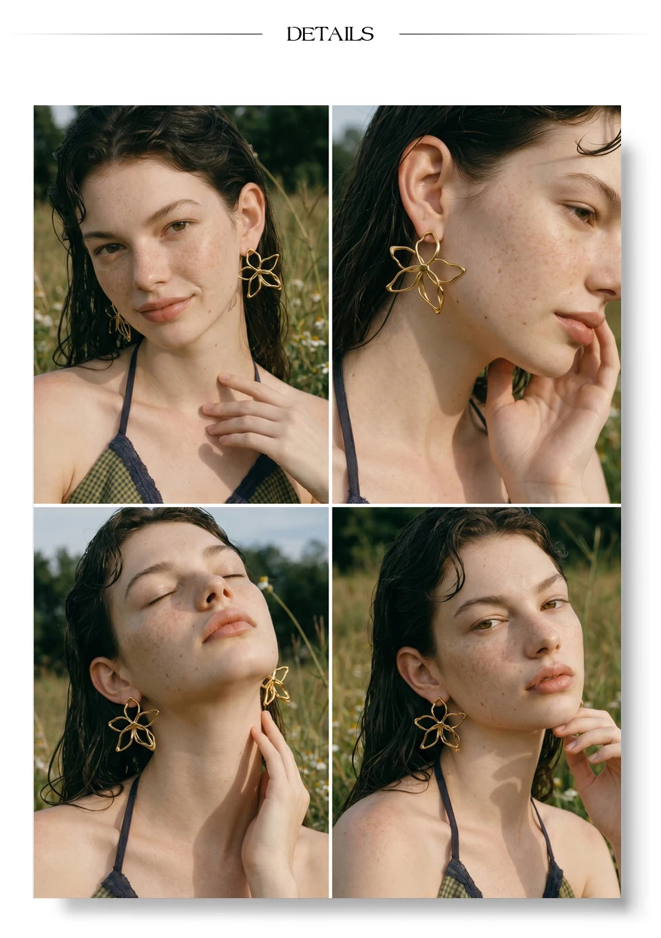 Flower Earrings — Gold-Plated Stainless Steel · PS1533