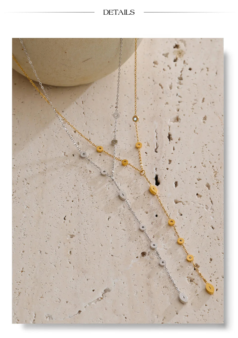 Cubic zirconia geometric chain necklace in gold-plated stainless steel with cubic zirconia.
