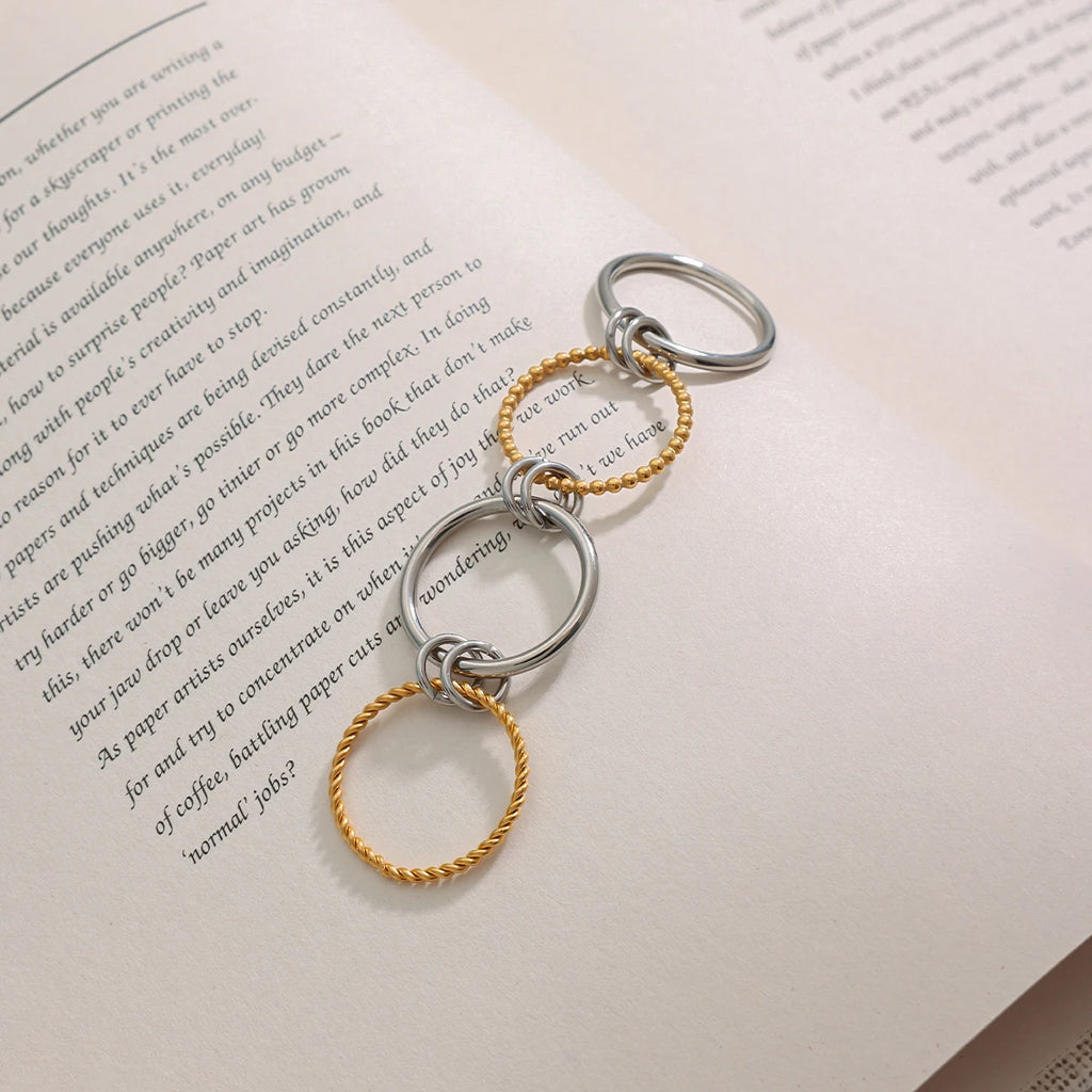 Mixed Band Ring Stack — Stainless Steel · PS273