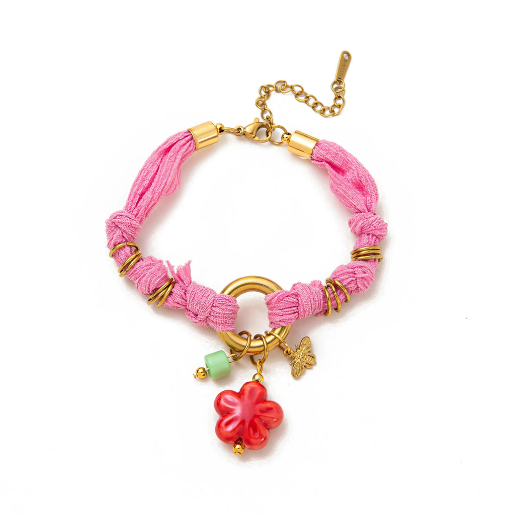 Ins style fresh and sweet bracelet, star flower bracelet, women's woven colorful rope, simple accessory