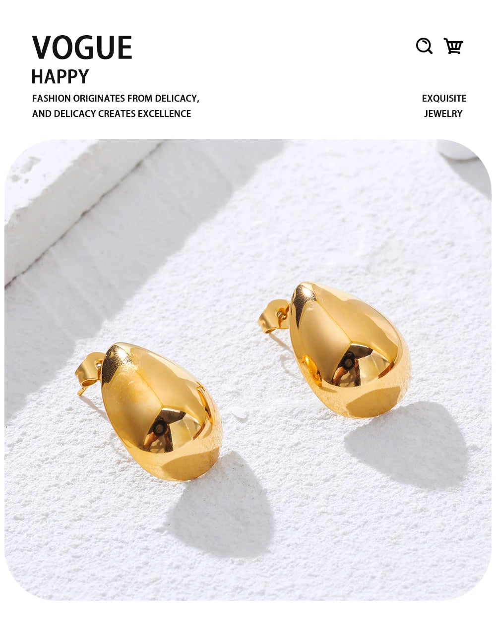 Drop Earrings Glossy — 316L Stainless Steel · PS448