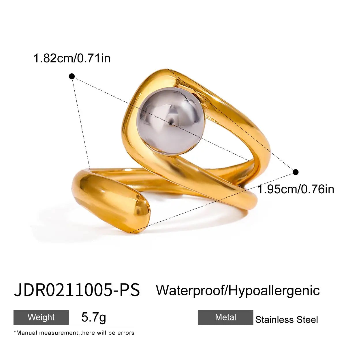 Two-Tone Steel Ball Ring — Stainless Steel