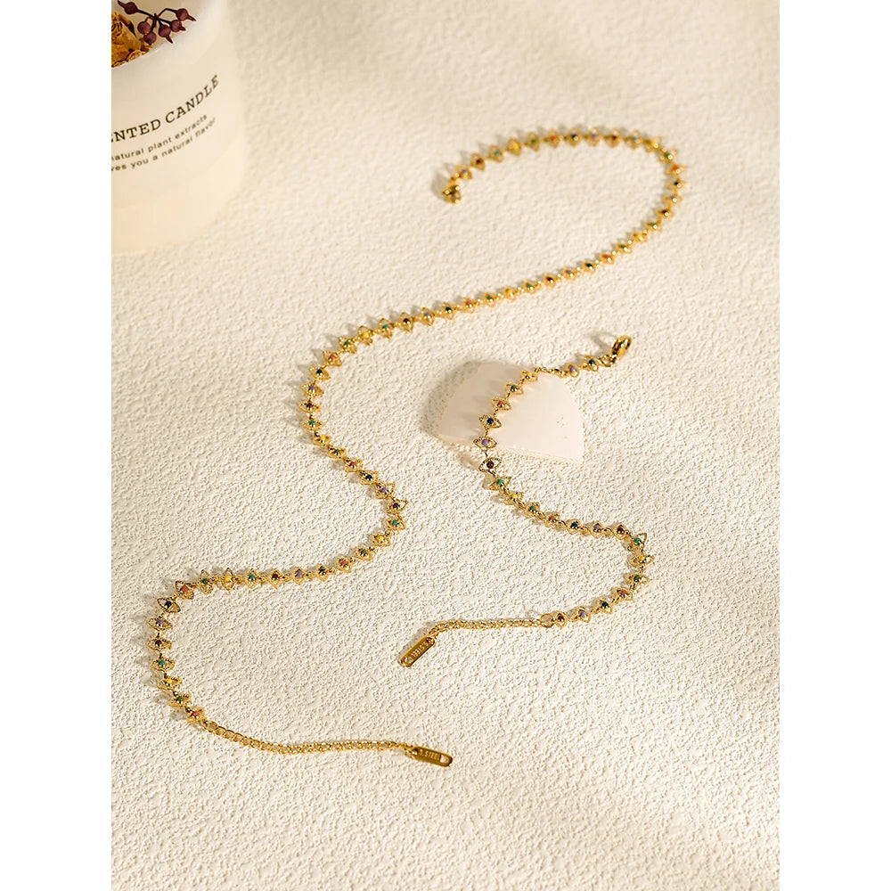 Colorful Enamel Choker Necklace — 316L Stainless Steel · PS403