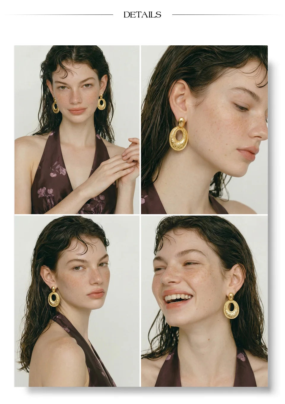 Geometric earrings in gold-plated stainless steel.