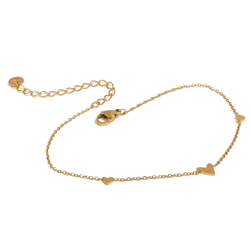 Heart Chain Anklet — Gold-Plated Stainless Steel · PS1660