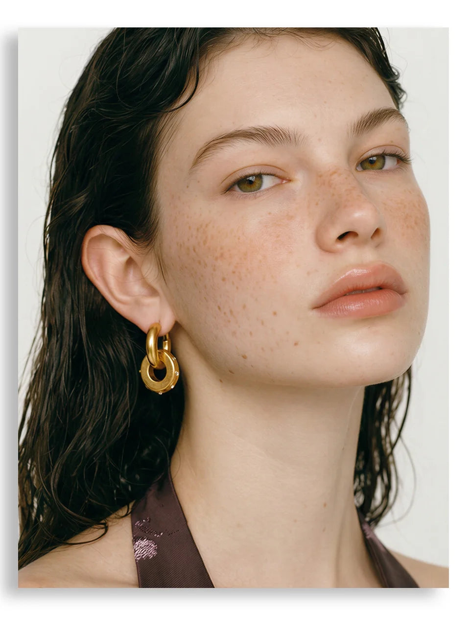Cubic Zirconia Geometric Earrings — Gold-Plated Stainless Steel with Cubic Zirconia · PS1201