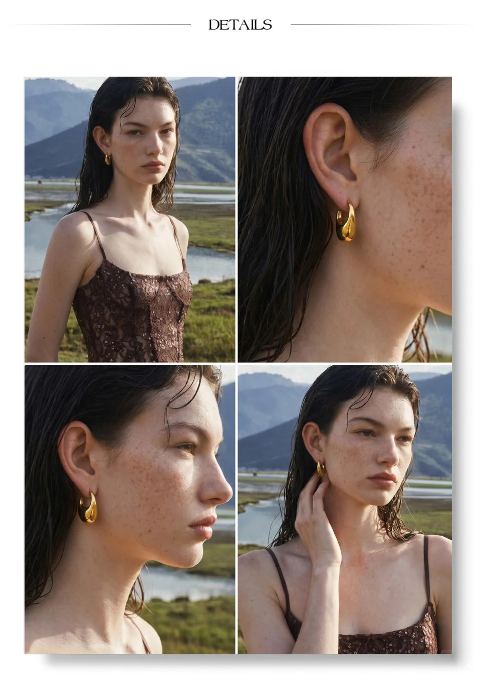 Geometric earrings in gold-plated stainless steel.