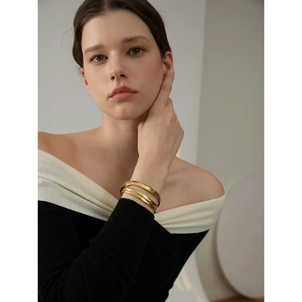 Geometric Bracelet — Gold-Plated 316L Stainless Steel · PS2202