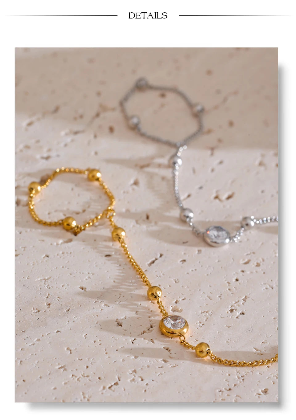 Cubic Zirconia Chain Bracelet — Gold-Plated Stainless Steel with Cubic Zirconia · PS2107